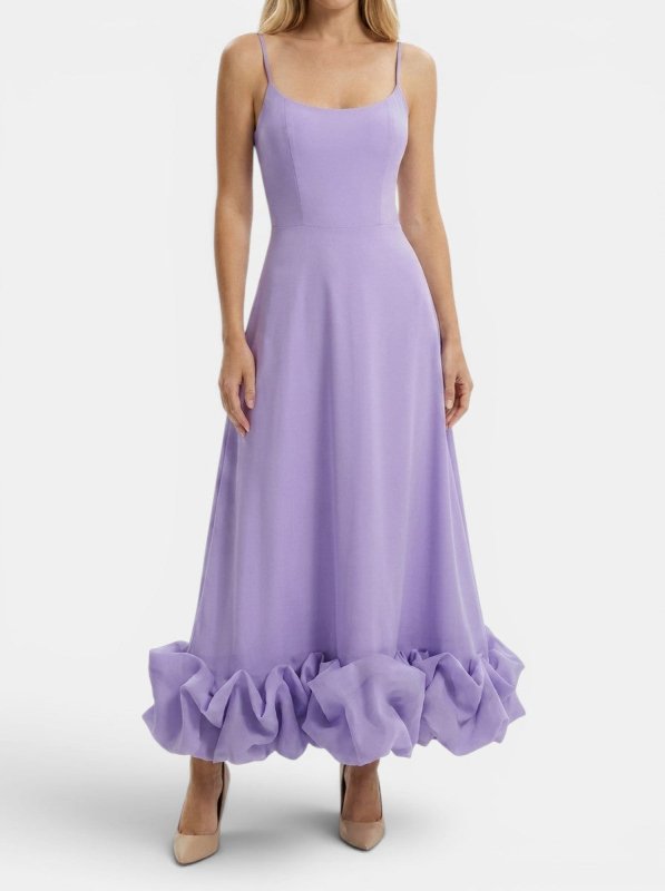 Women's Elegant Fabric Midi Evening Dress | Flattering Ruffle Design - Velshara store