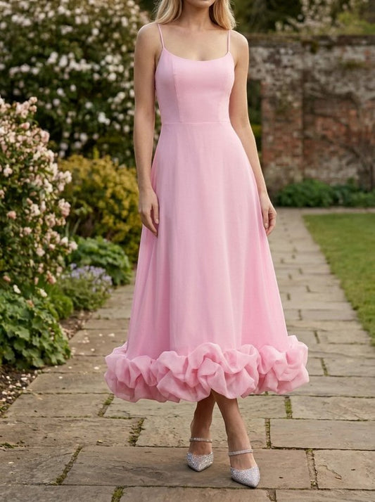 Women's Elegant Fabric Midi Evening Dress | Flattering Ruffle Design - Velshara store