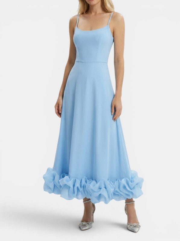Women's Elegant Fabric Midi Evening Dress | Flattering Ruffle Design - Velshara store