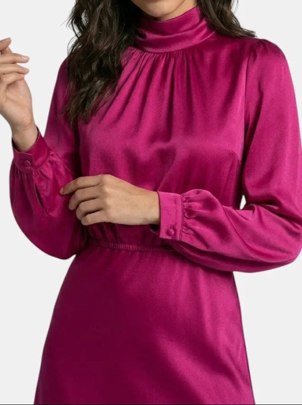 Women's Elegant High Neck Midi Dress | Sophisticated Long Sleeve Cocktail Gown - Velshara store