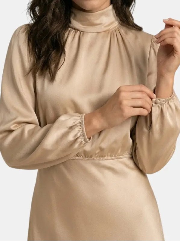 Women's Elegant High Neck Midi Dress | Sophisticated Long Sleeve Cocktail Gown - Velshara store
