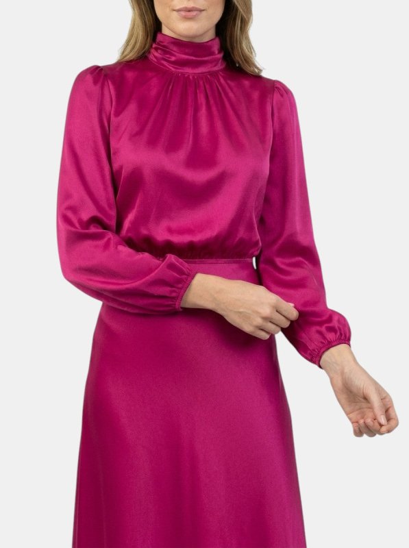 Women's Elegant High - Waist Midi Dress | Sophisticated Long Sleeve Formal Cocktail Gown - Velshara store