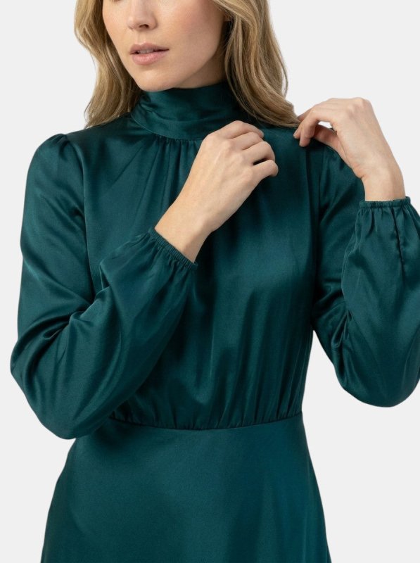 Women's Elegant High - Waist Midi Dress | Sophisticated Long Sleeve Formal Cocktail Gown - Velshara store