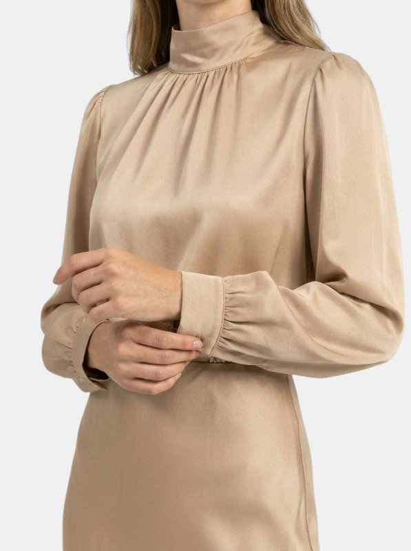 Women's Elegant High - Waist Midi Dress | Sophisticated Long Sleeve Formal Cocktail Gown - Velshara store