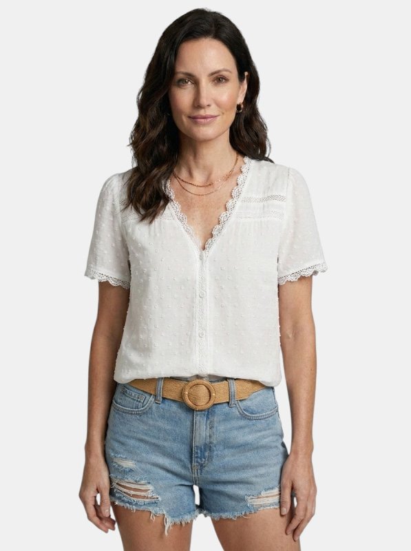 Women's Elegant Lace Blouse | Timeless Long Sleeve V - Neck Top for All Seasons - Velshara store
