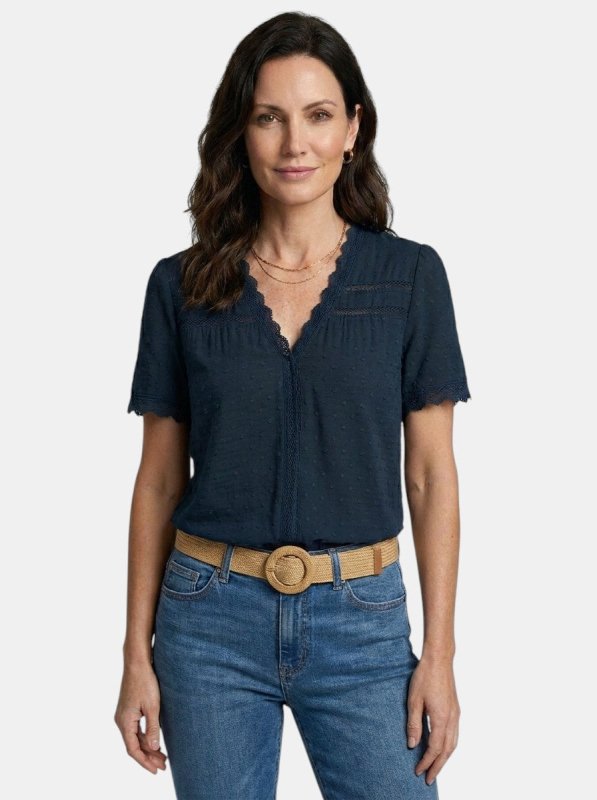Women's Elegant Lace Blouse | Timeless Long Sleeve V - Neck Top for All Seasons - Velshara store