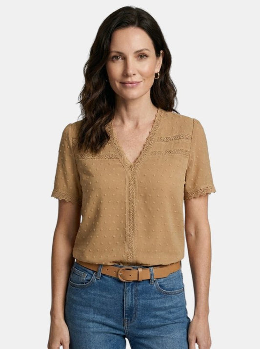 Women's Elegant Lace Blouse | Timeless Long Sleeve V - Neck Top for All Seasons - Velshara store
