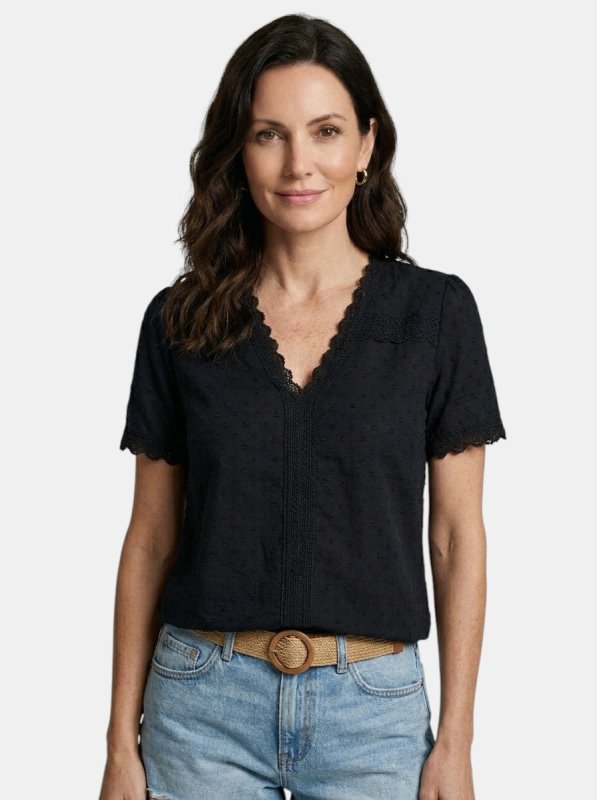 Women's Elegant Lace Blouse | Timeless Long Sleeve V - Neck Top for All Seasons - Velshara store