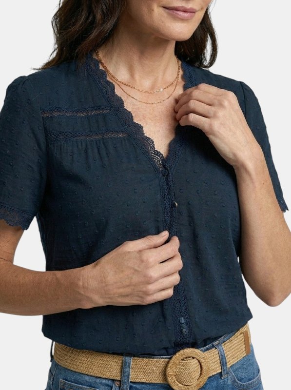 Women's Elegant Lace Blouse | Timeless Long Sleeve V - Neck Top for All Seasons - Velshara store