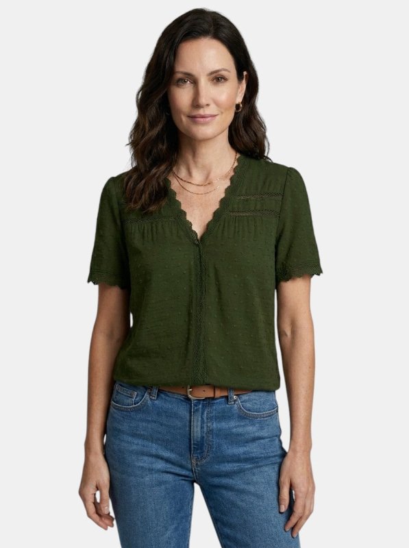 Women's Elegant Lace Blouse | Timeless Long Sleeve V - Neck Top for All Seasons - Velshara store