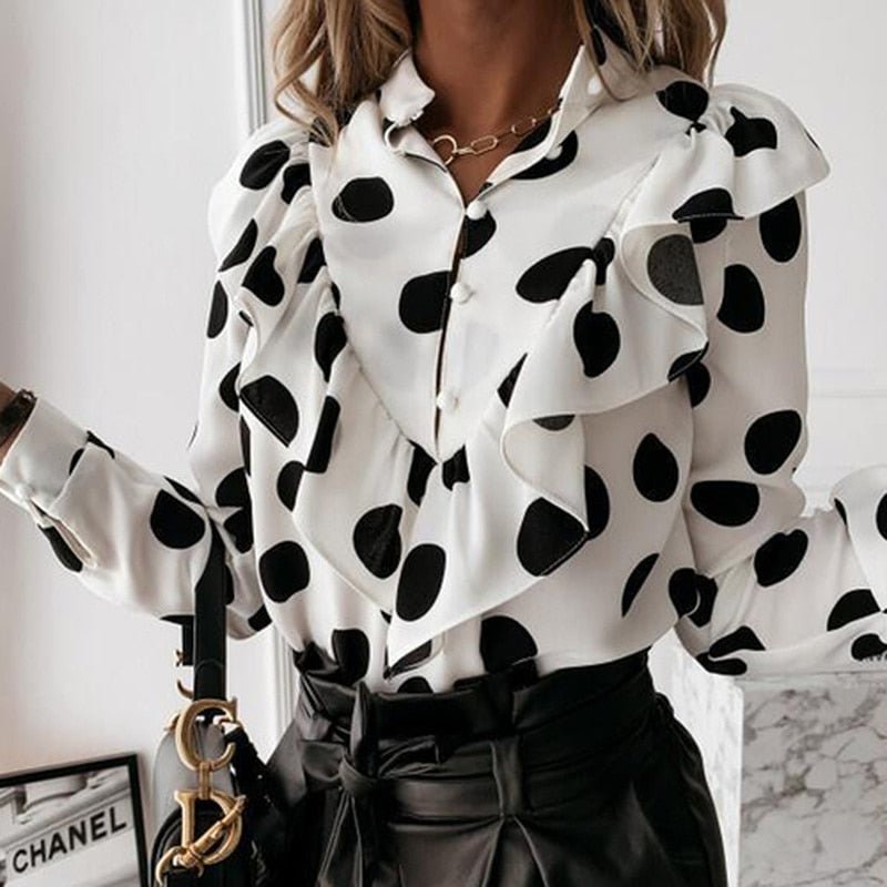 Women's Elegant Leopard Print Long Sleeve Blouse | Stylish All - Season Top - Velshara store