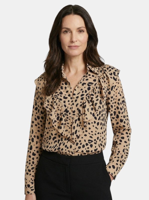 Women's Elegant Leopard Print Long Sleeve Blouse | Stylish All - Season Top - Velshara store