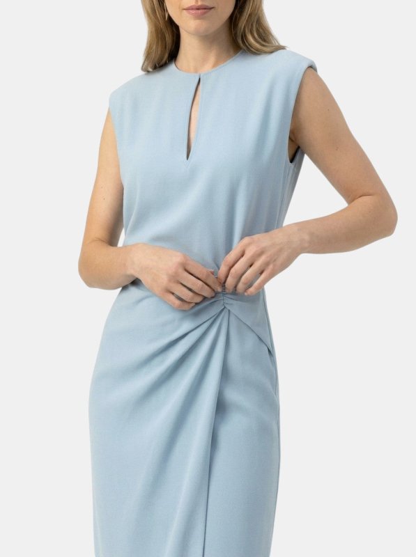 Women's Elegant Midi Cocktail Dress | Keyhole Neckline with Ruched Waist - Velshara store