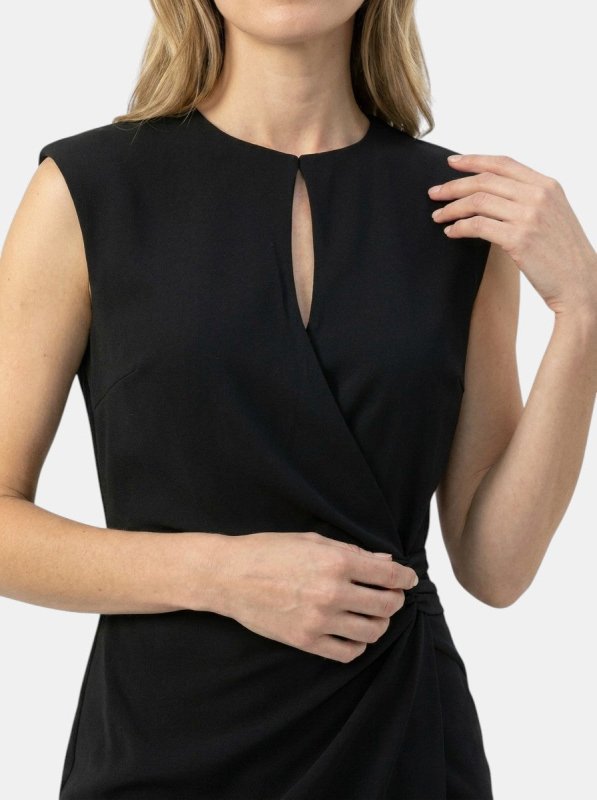 Women's Elegant Midi Cocktail Dress | Keyhole Neckline with Ruched Waist - Velshara store