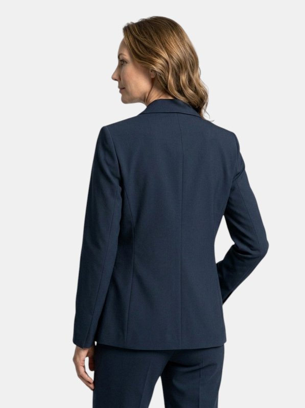 Women's Elegant Navy Blue Suit | Tailored Blazer and Straight - Leg Trousers Set - Velshara store