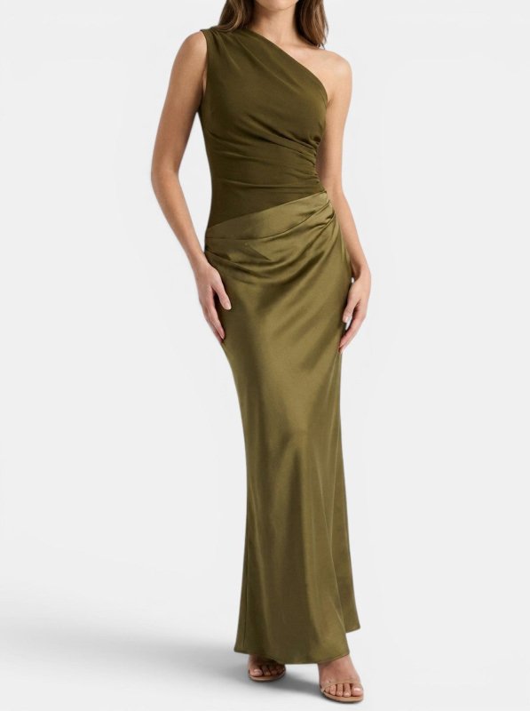 Women's Elegant Pleated Maxi Dress | Stylish One - Shoulder Formal Gown - Velshara store
