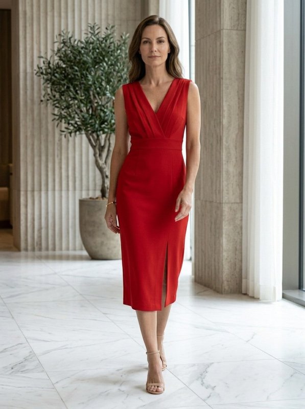 Women's Elegant Pleated Midi Dress | Sculpted Formal Evening Gown - Velshara store