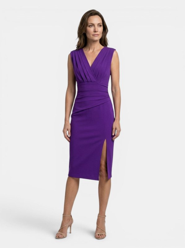 Women's Elegant Pleated Midi Dress | Sculpted Formal Evening Gown - Velshara store