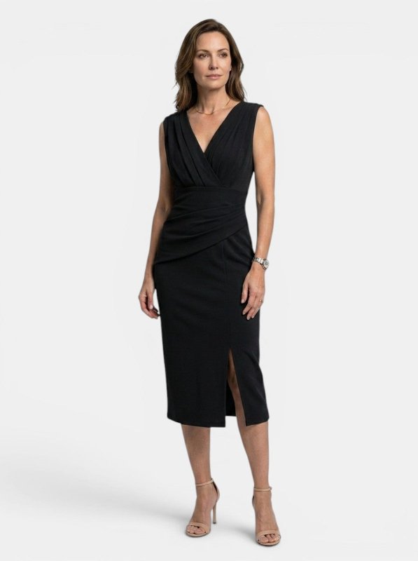 Women's Elegant Pleated Midi Dress | Sculpted Formal Evening Gown - Velshara store