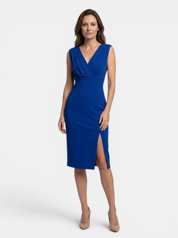 Women's Elegant Pleated Midi Dress | Sculpted Formal Evening Gown - Velshara store