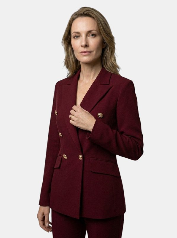 Women's Elegant Suit | Tailored Double - Breasted Blazer with Flared Trousers - Velshara store
