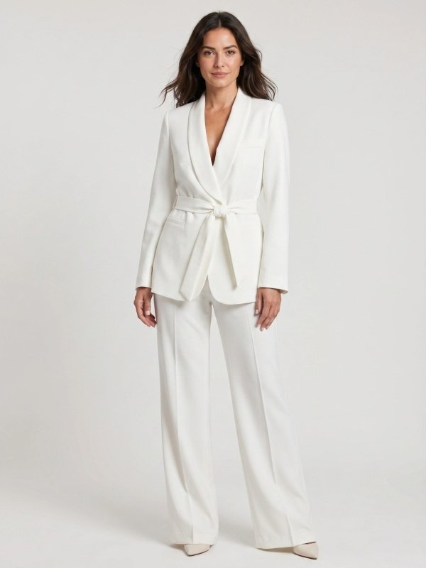 Women's Elegant Tailored Blazer Set | Stylish Wide - Leg Trousers for Spring Summer - Velshara store