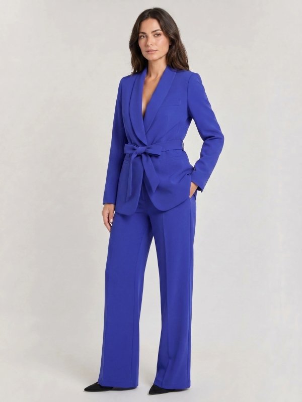 Women's Elegant Tailored Blazer Set | Stylish Wide - Leg Trousers for Spring Summer - Velshara store
