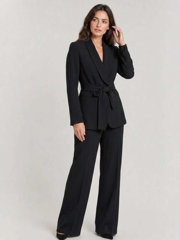 Women's Elegant Tailored Blazer Set | Stylish Wide - Leg Trousers for Spring Summer - Velshara store