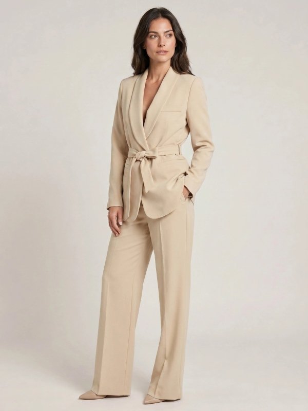 Women's Elegant Tailored Blazer Set | Stylish Wide - Leg Trousers for Spring Summer - Velshara store