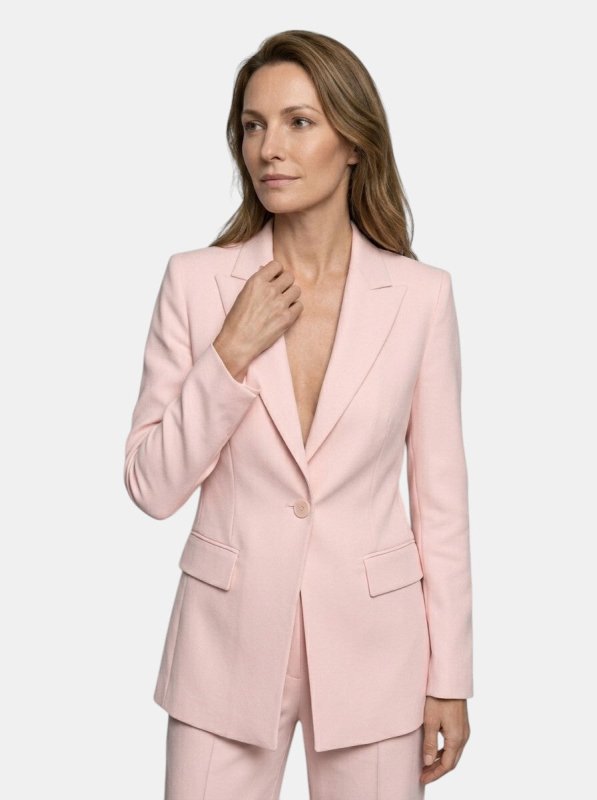 Women's Elegant Tailored Blazer Suit | White Longline Blazer with Wide - Leg Trousers - Velshara store