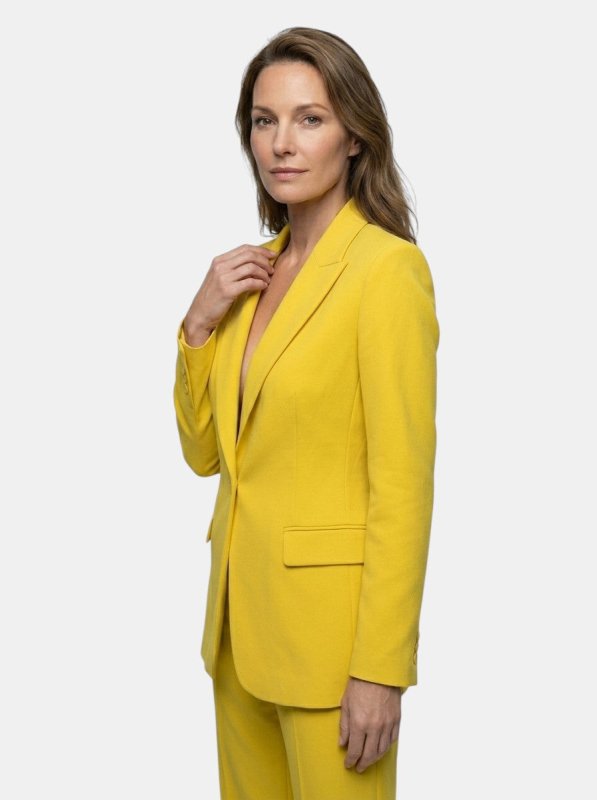 Women's Elegant Tailored Blazer Suit | White Longline Blazer with Wide - Leg Trousers - Velshara store