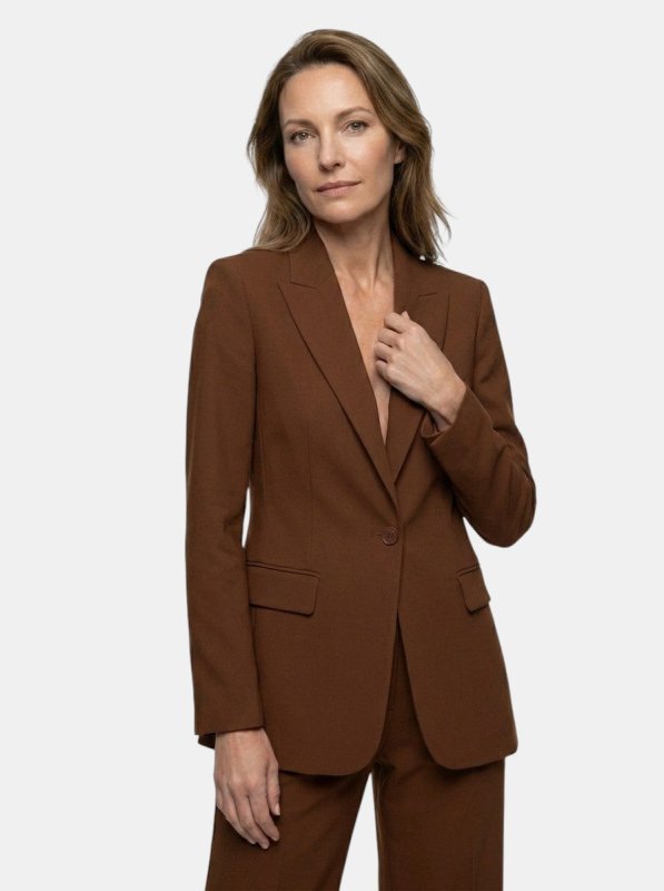 Women's Elegant Tailored Blazer Suit | White Longline Blazer with Wide - Leg Trousers - Velshara store