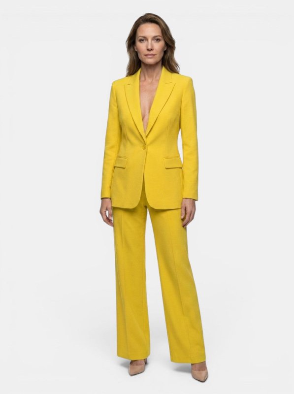 Women's Elegant Tailored Blazer Suit | White Longline Blazer with Wide - Leg Trousers - Velshara store
