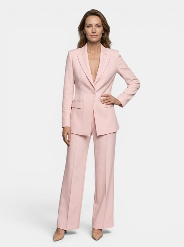 Women's Elegant Tailored Blazer Suit | White Longline Blazer with Wide - Leg Trousers - Velshara store