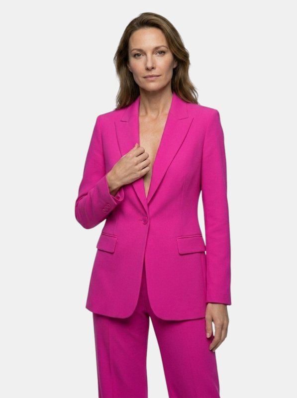 Women's Elegant Tailored Blazer Suit | White Longline Blazer with Wide - Leg Trousers - Velshara store