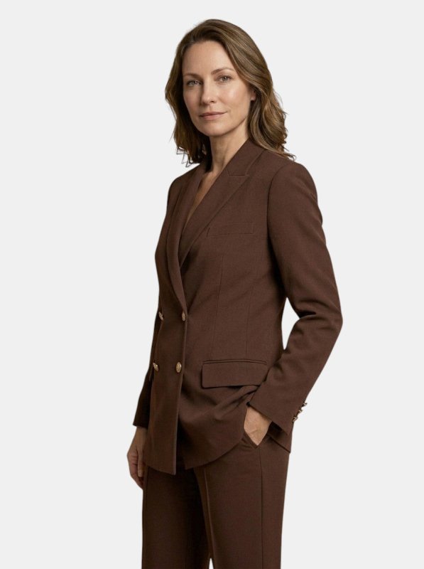 Women's Elegant Trouser Suit | Stylish Double - Breasted Blazer and High - Waist Flared Trousers Set - Velshara store
