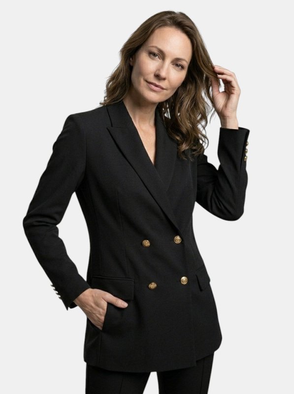 Women's Elegant Trouser Suit | Stylish Double - Breasted Blazer and High - Waist Flared Trousers Set - Velshara store