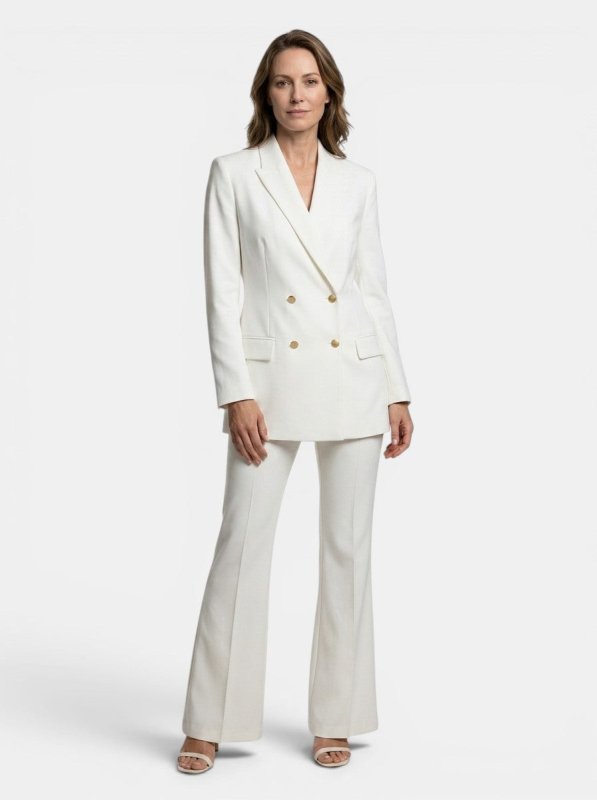Women's Elegant Trouser Suit | Stylish Double - Breasted Blazer and High - Waist Flared Trousers Set - Velshara store