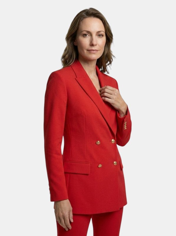 Women's Elegant Trouser Suit | Stylish Double - Breasted Blazer and High - Waist Flared Trousers Set - Velshara store