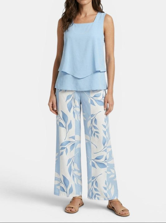 Women's Elegant Two Piece Set | Stylish Sleeveless Top and Straight - Leg Trousers for Spring Summer - Velshara store