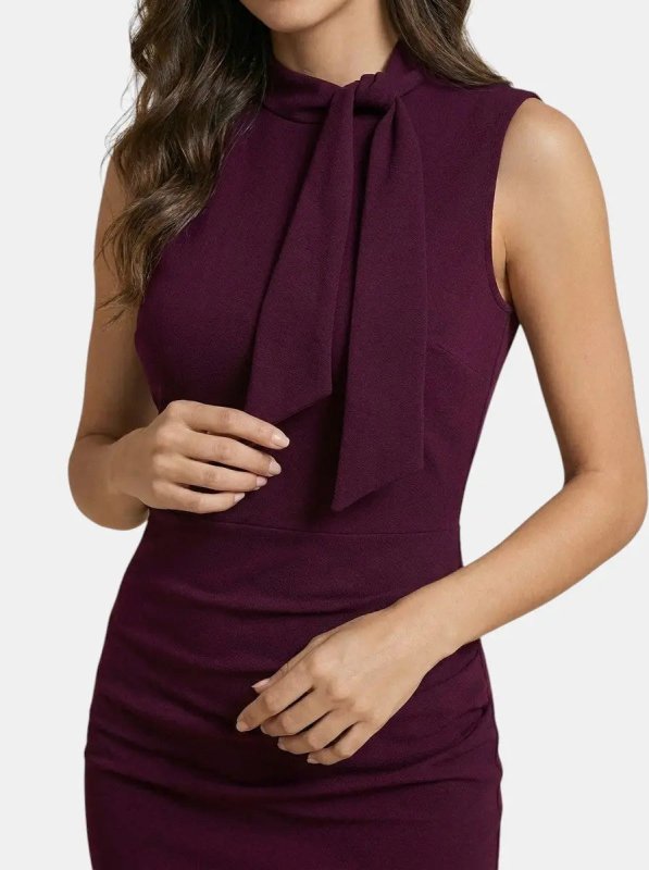 Women's Elegant V - Neck Wrap Midi Dress | Stylish Sleeveless Sheath for All Seasons - Velshara store