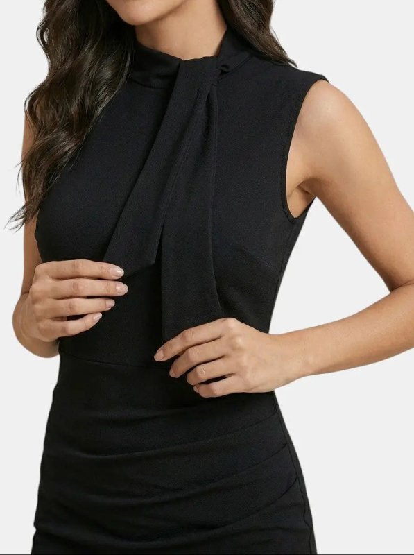 Women's Elegant V - Neck Wrap Midi Dress | Stylish Sleeveless Sheath for All Seasons - Velshara store