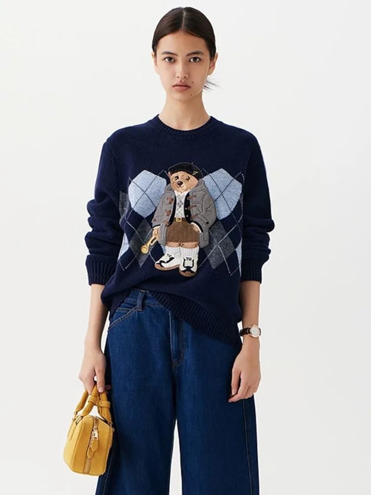 Women’s Embroidered Knit Sweater – Long Sleeve Pullover - Velshara store