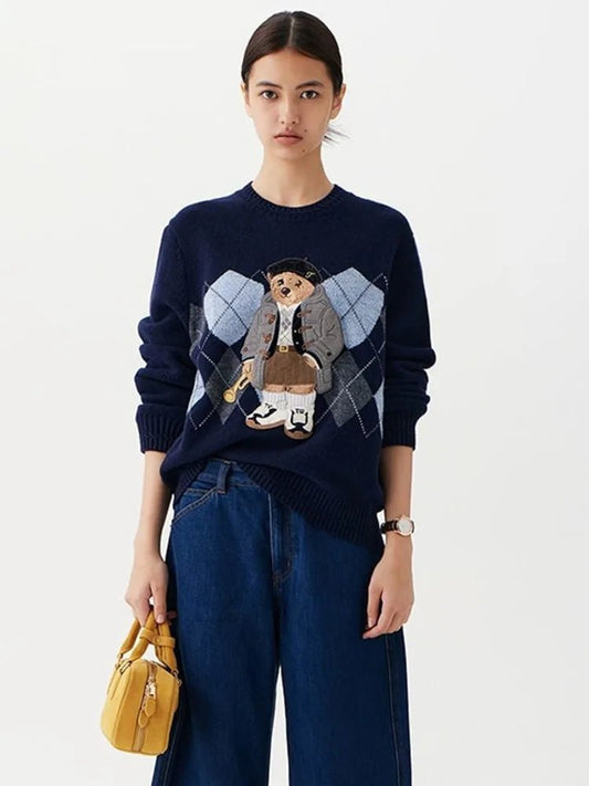 Women’s Embroidered Knit Sweater – Long Sleeve Pullover - Velshara store