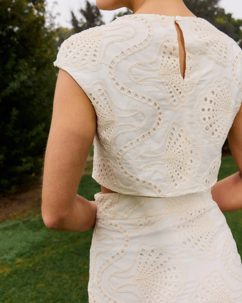 Women’s Embroidered Two Piece Set – Round Neck Jacket & High Waist Slit Skirt - Velshara store