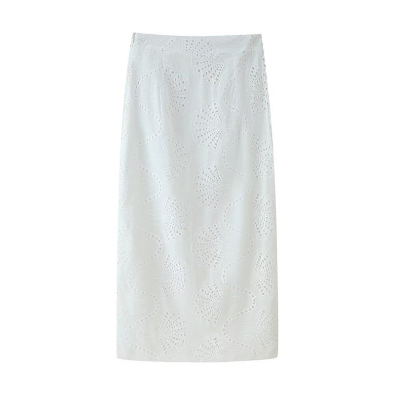 Women’s Embroidered Two Piece Set – Round Neck Jacket & High Waist Slit Skirt - Velshara store
