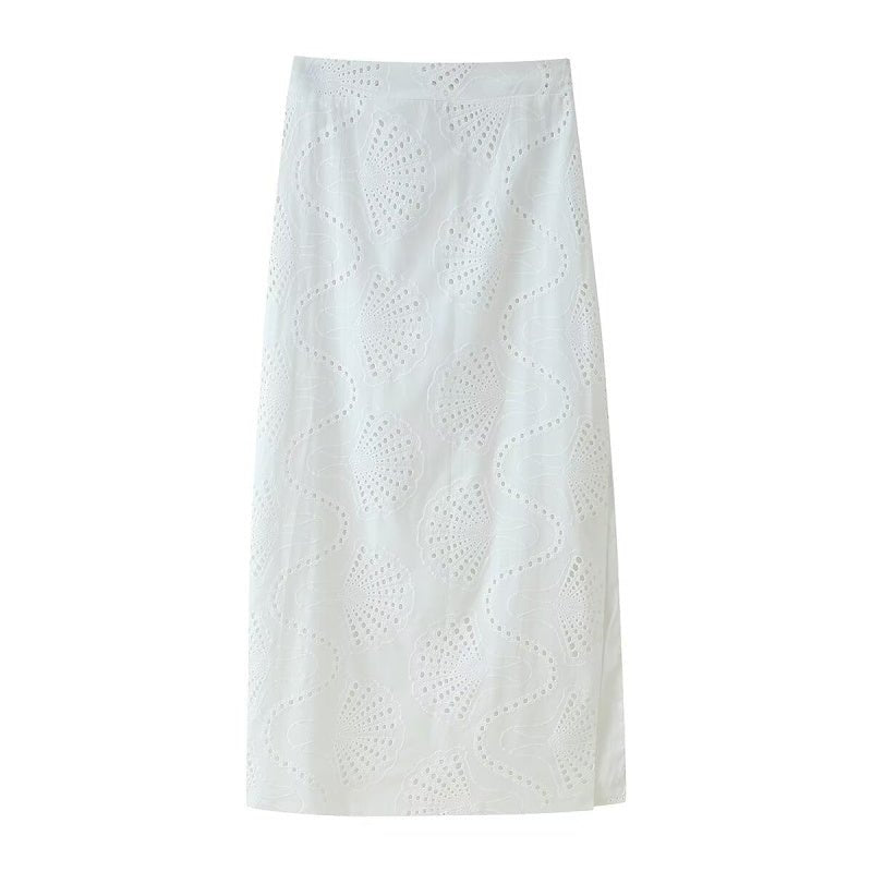 Women’s Embroidered Two Piece Set – Round Neck Jacket & High Waist Slit Skirt - Velshara store