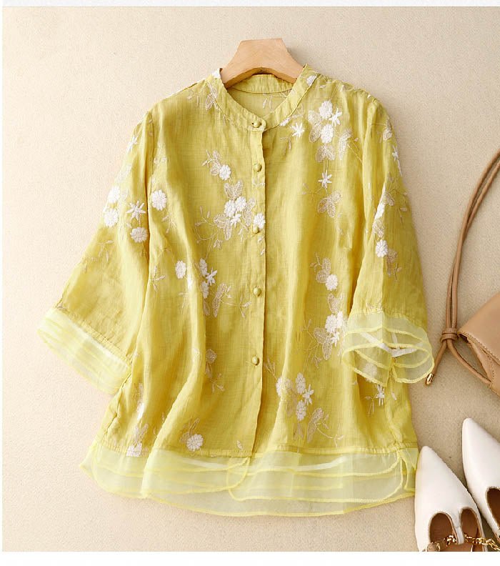 Women's Floral Cotton Blouse | Lightweight Relaxed Fit Summer Top - Velshara store