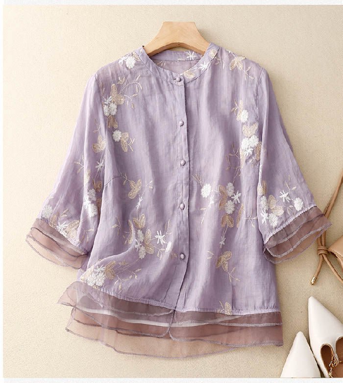 Women's Floral Cotton Blouse | Lightweight Relaxed Fit Summer Top - Velshara store