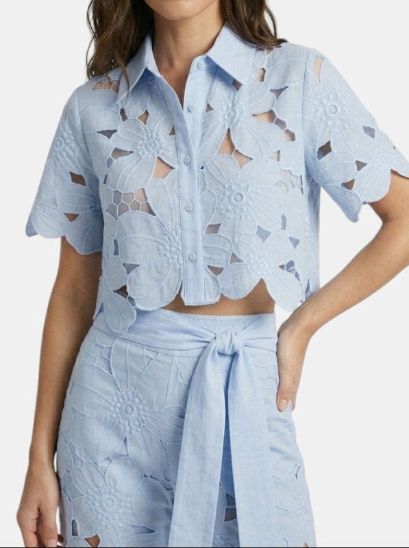 Women's Floral Lace Co Ord Set | Elegant Cropped Top and Wide - Leg Trousers for Spring/Summer - Velshara store